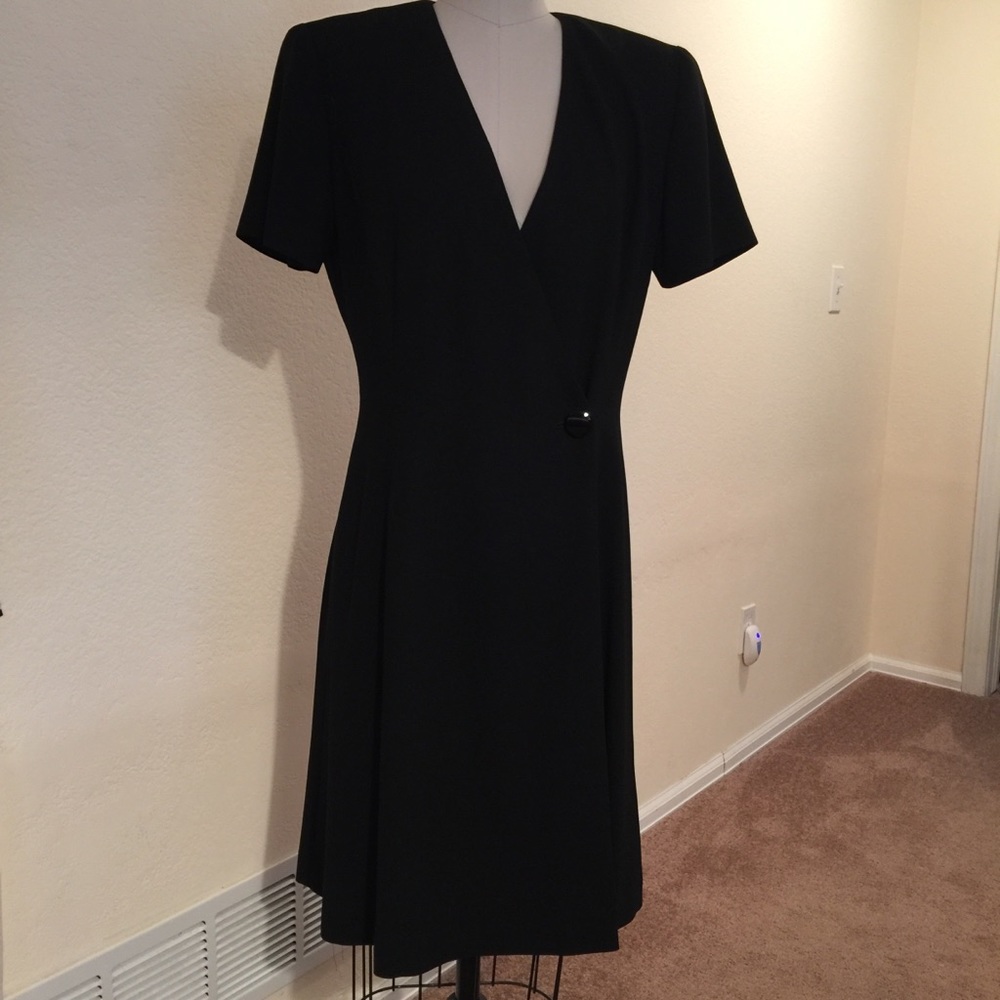 Vintage 80s black wrap mini dress